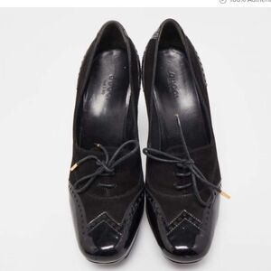 Gucci black Vintage Lace Up Platform Collegiate Women's Shoes Size 8.5